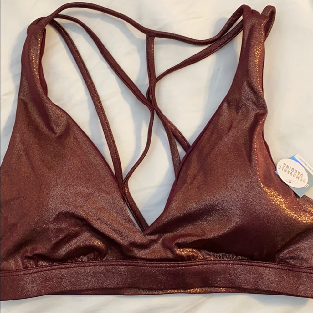 sparkly burgundy victoria secret sports bra